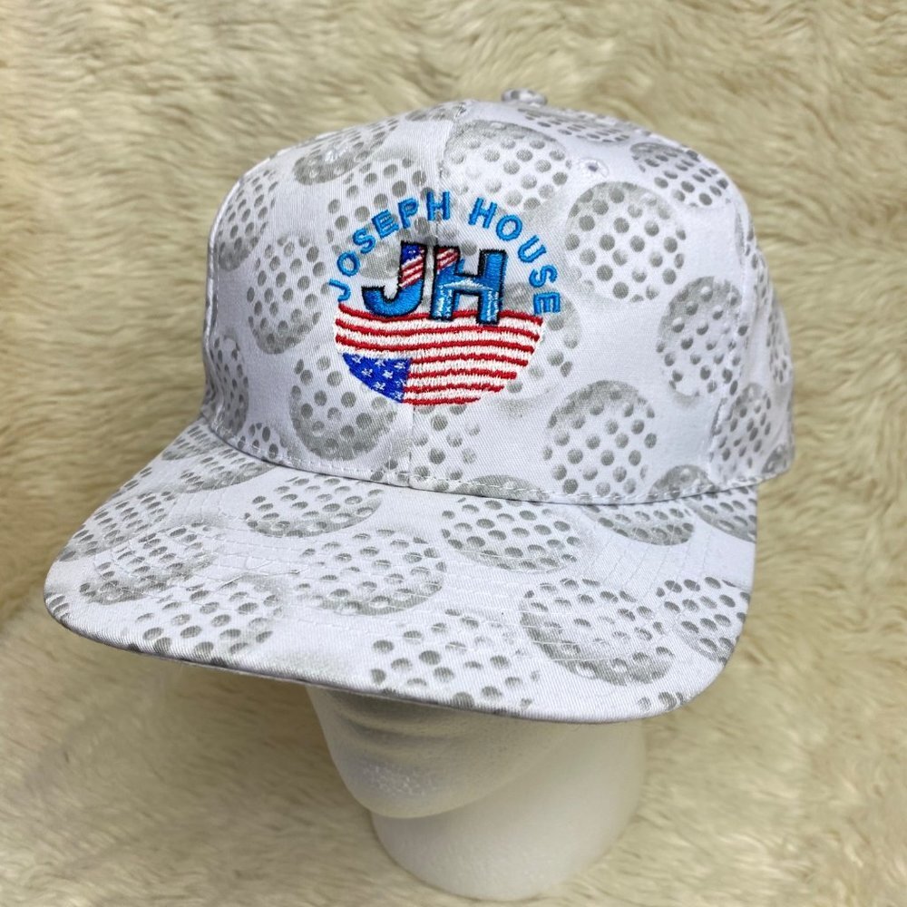 VTG Trucker Hat Golf Balls All Over Print American Flag Embroidery Joseph House - Picture 4 of 12